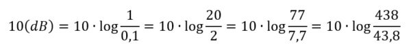 El nivel de potencia 10 decibelios sólo expresa relación 10/1 